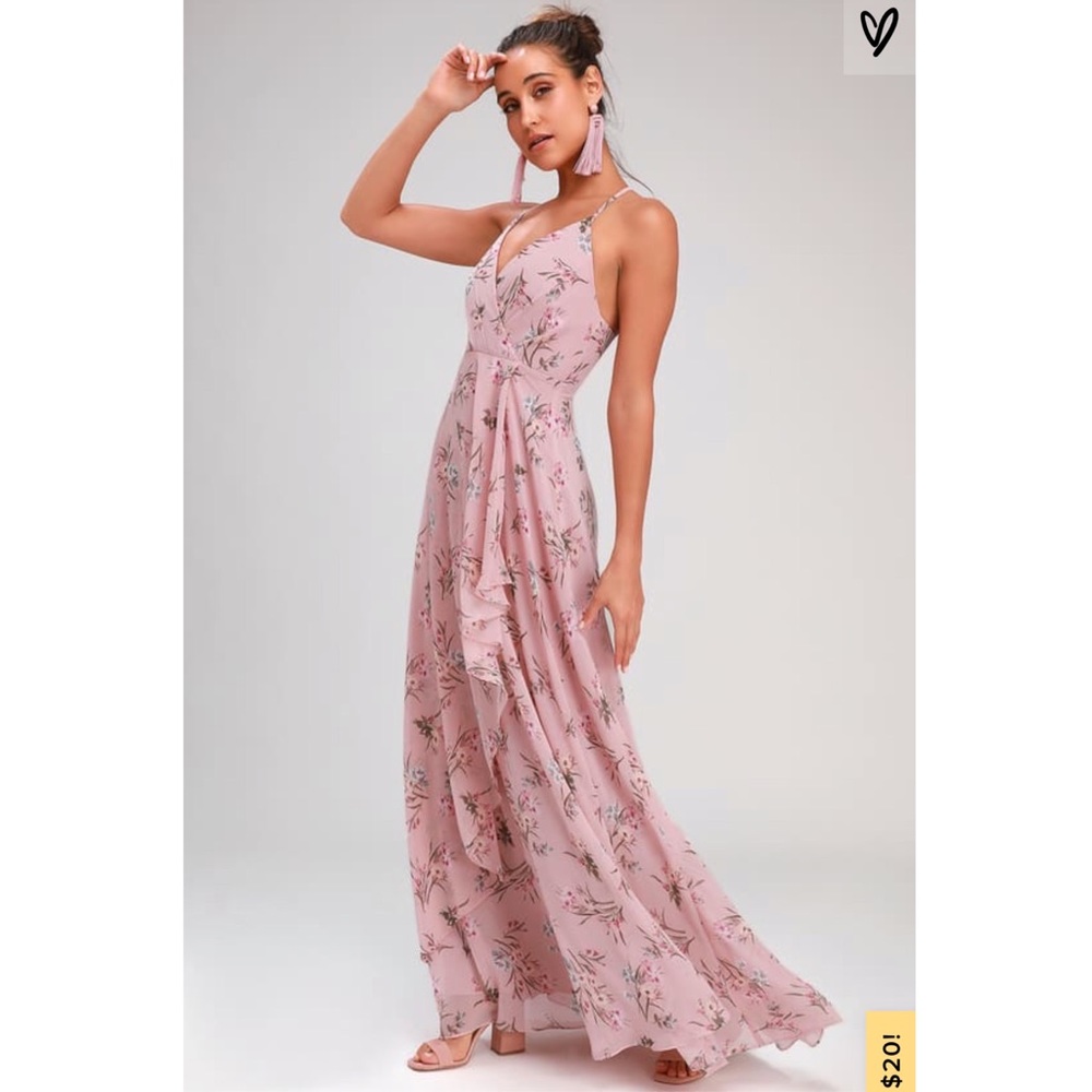 Lulu’s Mauve Pink Floral Maxi Dress